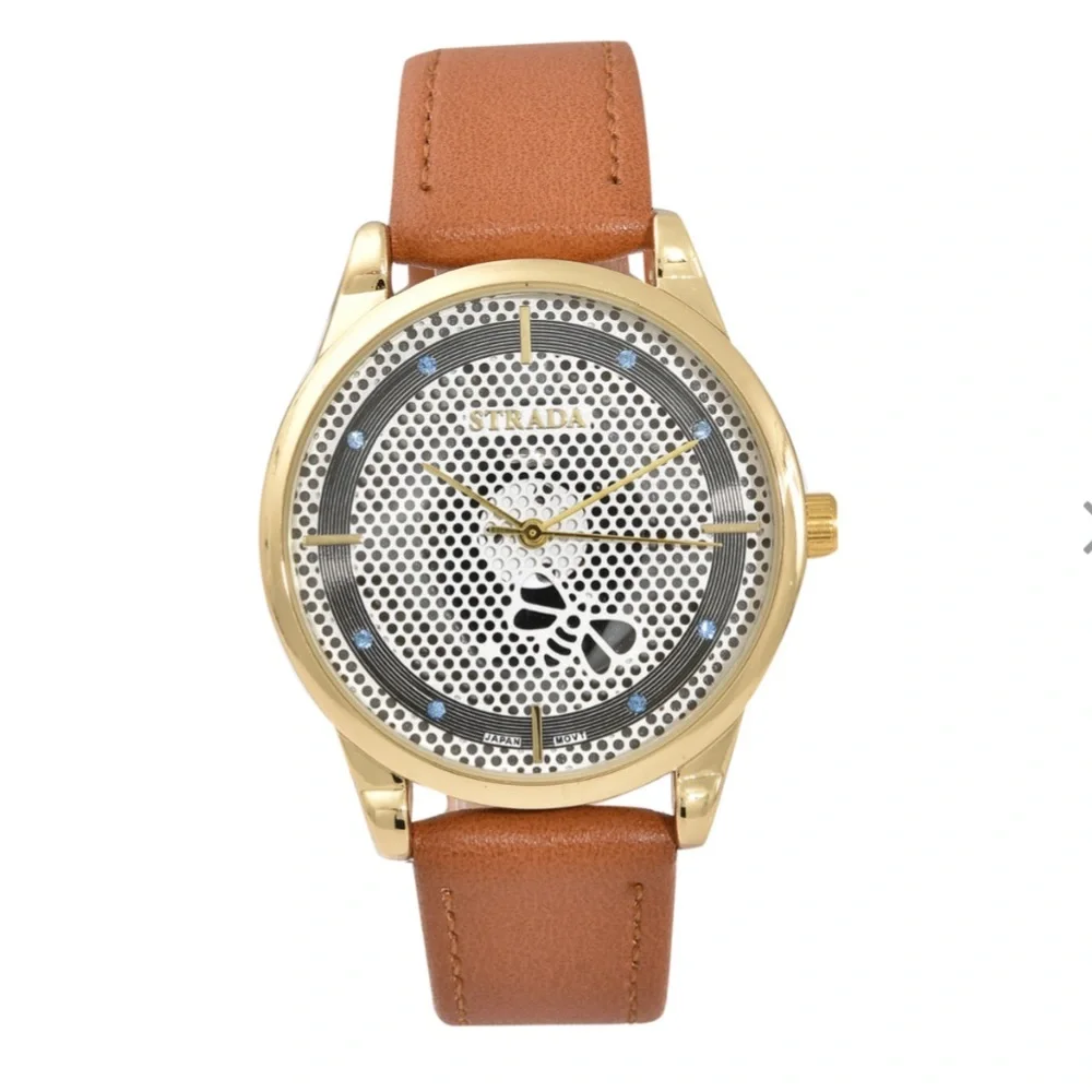 Brown Watch with White Austrian Crystals
